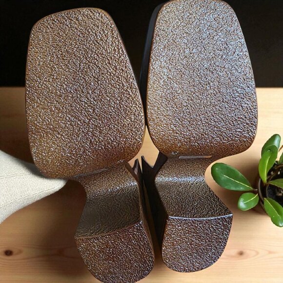 NEW CHRISTIAN DI RICCIO ( 9.5 ) Italian Brown Leather Square Toe Mary Jane's - Picture 9 of 11